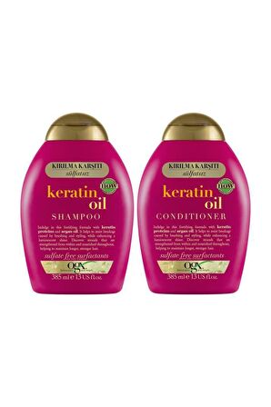 OGX Kırılma Karşıtı Keratin Oil Sülfatsız Şampuan 385ml + Bakım Kremi 385ml