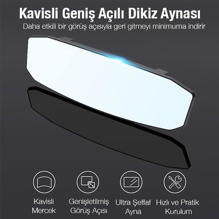 SD-2415 Kavisli Dışbükey Geniş Açılı Araç Dikiz Aynası 299x90mm, SIYAH
