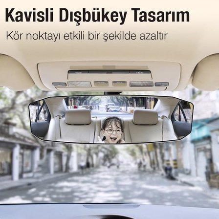 SD-2415 Kavisli Dışbükey Geniş Açılı Araç Dikiz Aynası 299x90mm, SIYAH
