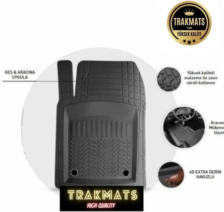 TRAKMATS (kyb2317) 2007 4D UNİVERSAL PREMİUM YUMUŞAK OTO PASPAS GRİ BMW 3 SERİSİ E90 SEDAN ile uyumlu