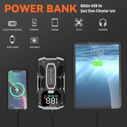 M01 18200mAh 2000A Akü Takviye Cihazı Taşınabilir Jump Starter (Powerbank+Led Lamba+LCD Ekran)