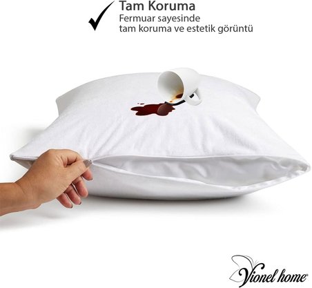 2 Li Paket Pamuklu, Sıvı Geçirmez Yastık Koruyucu Alez, Havlu yüzey yastık alezi