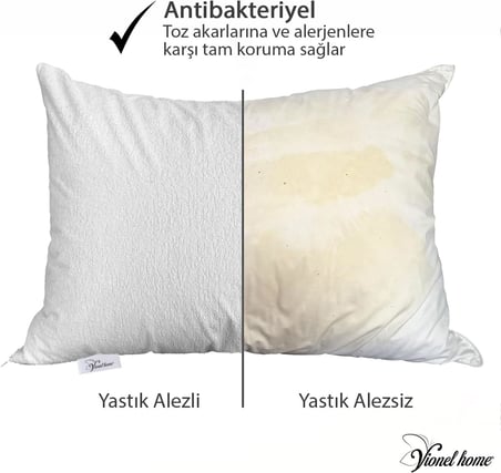 2 Li Paket Pamuklu, Sıvı Geçirmez Yastık Koruyucu Alez, Havlu yüzey yastık alezi