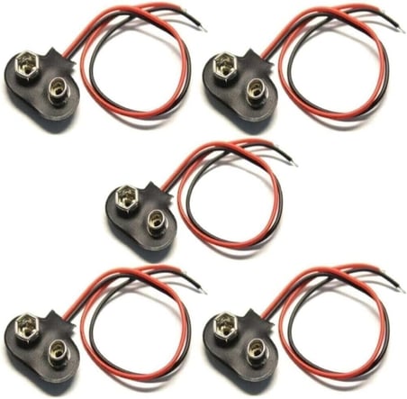 Arduino 5 Adet - 9V Pil Başlığı Bağlantı Kablosu Jack Soket 9Volt
