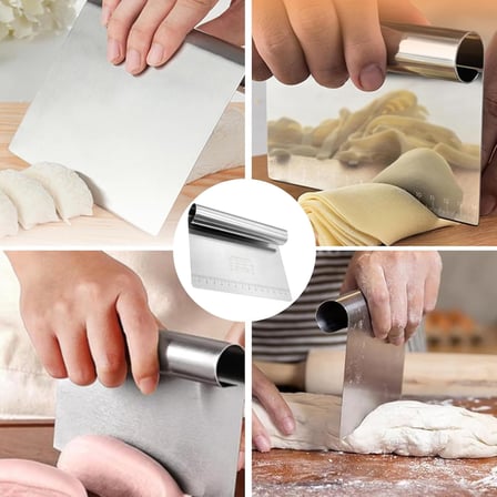 AEE® 2 Adet Büyük Boy Hamur Kesici &amp; Kazıyıcı Seti – cm/inç Ölçekli Metal Hamur Spatulası – Pizza, Pasta, Ekmek ve Hamur Bölücü Profesyonel Mutfak Aleti 20 cm