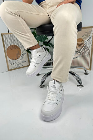 Günlük Erkek Sneaker Bağcıklı Kalın Desenli Tabanlı Oval Burunlu Bilek Destekli Spor Ayakkabı 2282