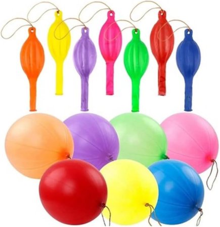 İpli Zıpzıp Balon - 100'lü Lastikli Punch Panç Büyük Boy Renkli