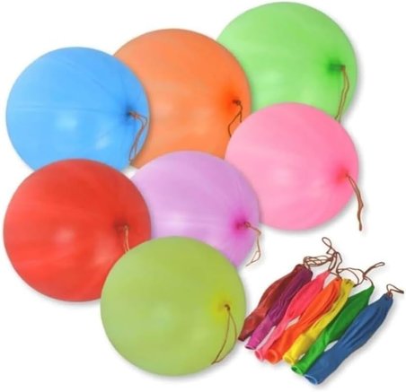 İpli Zıpzıp Balon - 100'lü Lastikli Punch Panç Büyük Boy Renkli