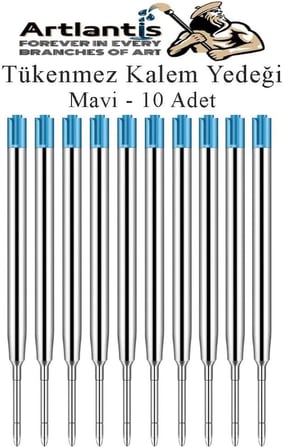 Mavi Tükenmez Kalem Yedeği 10 Adet Tükenmez Kalem İçi Yedek Mavi Metal Tükenmez Kalem İçi Okul Ofis Jel Kalem İçi