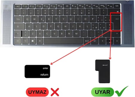 Huawei MateBook 14 / D14 / D15 / 16 Uyumlu Silikon Klavye Koruyucu – Şeffaf Yazısız Tasarım, Türkçe Q ve UK ISO (Ters L Enter) Klavye Düzeni Uyumlu, 2019–2023 Modeller Şeffaf