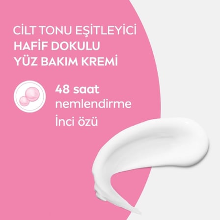 Cilt Tonu Eşitleyici Yüz Kremi 100 ml, Eşit Cilt Tonu, 24 Saat Nemlendirici Yüz Kremi, SPF15 ile Güneş Koruyucu, Hızlı Emilir, Cilt Leke Oluşumunu Önlemeye Yardımcı, Hassas Ciltler için