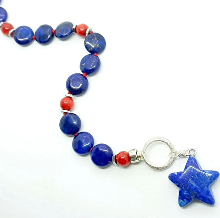 2283 Lapis lazuli Mercan el yapımı düğümlü bileklik