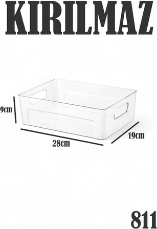 Kırılmaz Ultra Dayanıklı Buzdolabı Düzenleyici Organizer Kutu Şeffaf - 28x19x9cm (811)