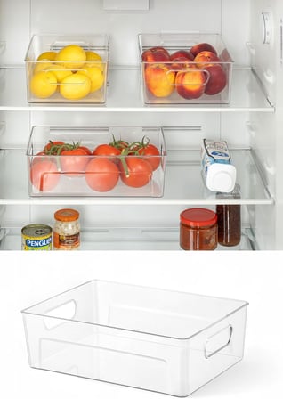 Kırılmaz Ultra Dayanıklı Buzdolabı Düzenleyici Organizer Kutu Şeffaf - 28x19x9cm (811)