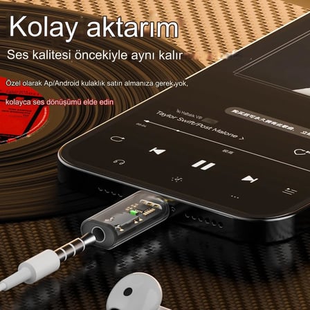 Type C to 3.5mm DAC Kulaklık Dönüştürücü iPhone 15 ve Type C Telefon ile Uyumlu Çevirici OTGAX