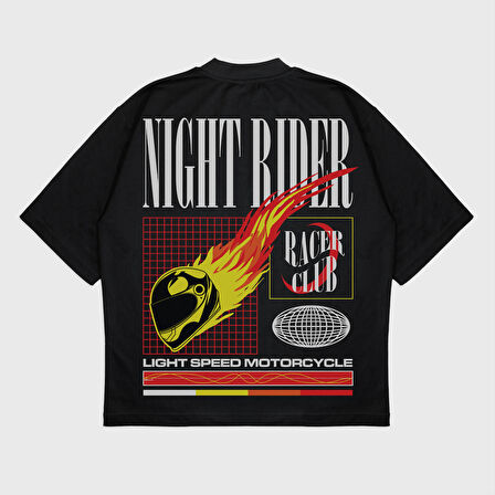 Oversize 'Nıght Ride' T-Shırt