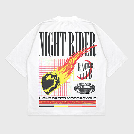 Oversize 'Nıght Ride' T-Shırt