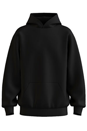 Oversize '解決方案' Baskılı Kapşonlu Hoodie Sweatshirt