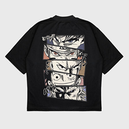 Oversize 'Urbenıe' Baskılı Bisiklet Yaka T-Shırt