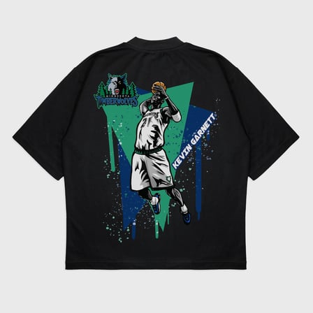 Oversize 'Kevin Garnett' Baskılı t-shirt