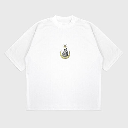 Oversize 'Güç' Baskılı T-Shırt