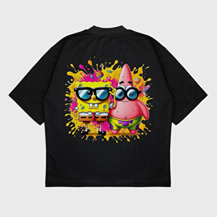 Oversize 'Sünger Boob' Baskılı T-Shırt