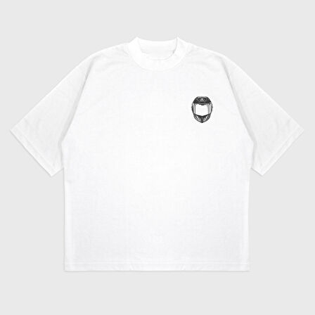 Oversize 'biker girl' Baskılı T-Shırt