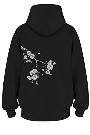 Oversize 'Flowers Of Spring' Baskılı Kapşonlu Hoodie Sweatshirt