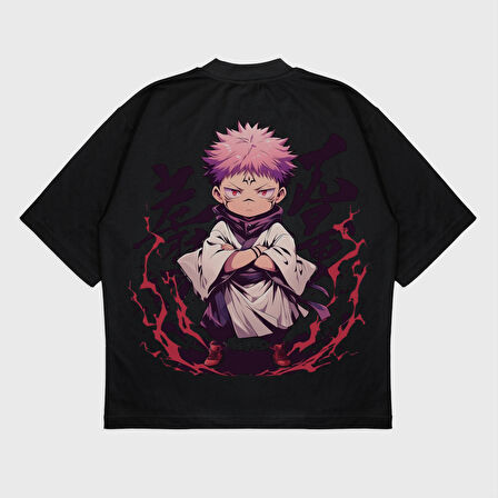 Oversize 'Chibi Sukuna' Baskılı T-Shırt