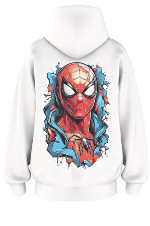 Oversize 'Spider-man' Baskılı Kapşonlu Hoodie Sweatshirt