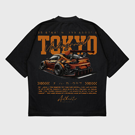 Oversize 'Tokyo' Baskılı T-Shırt