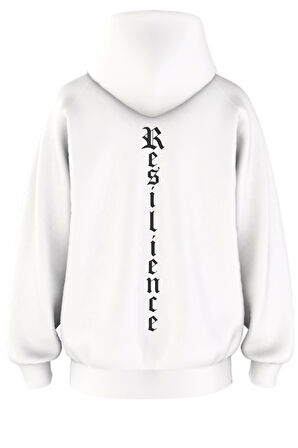 Oversize 'Resilience' Baskılı Kapşonlu Hoodie Sweatshirt