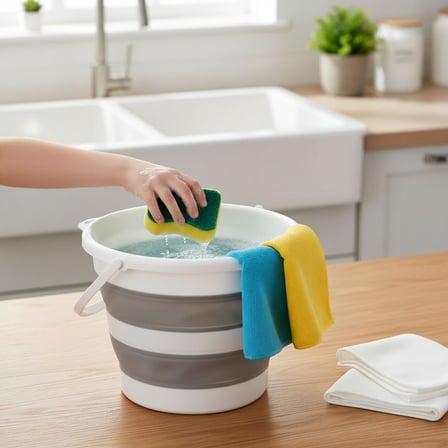 Katlanabilir Yer Kaplamayan Temizlik Kovası 13 Litre, Banyo, Mutfak ve Temizlik İçin Katlanabilir Kova, Akordiyon Kova