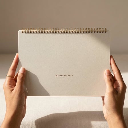 Fark Tanıtım | Paperto. 12 Aylık Spiralli Tarihsiz Haftalık Planlayıcı, A4 (21 × 29,7 cm), 52 Yaprak, 110 gr Ivory Kağıt, Haftalık Plan İngilizce