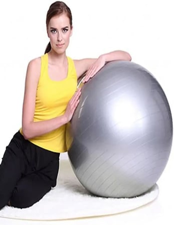 75 CM Pilates Topu Pompa Dahil, Tek Ebat, PLT3, Gri