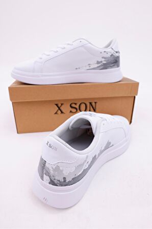 Dijital Baskı Unisex Beyaz - Püskürtme Desenli Ayakkabı