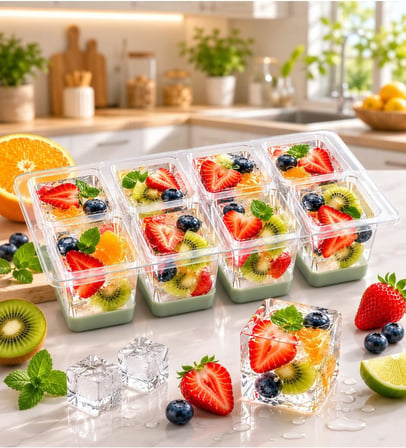 Ata Home Büyük Boy 8'Li Silikon Buz Kalıbı Kolay Çıkarılabilir Yapışmaz Kare Buz Kalıbı Kokteyl Sunum Et Tavuk Suyu Için Buz Kalıbı 50X50 Mm