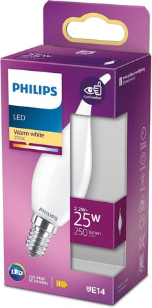 Philips LED Classic 25W BA35 E14 Mum Tipi WW Dim Edilmez Ampul
