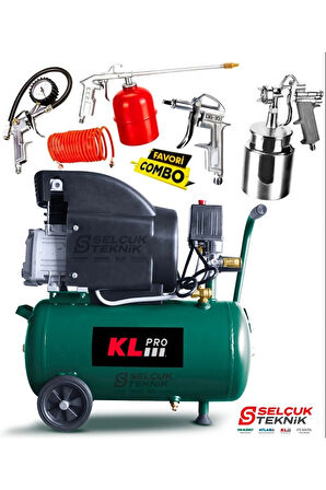 Klpro 24 Lt 8 Bar Hava Kompresörü Klk25 2hp Hediyeli Set