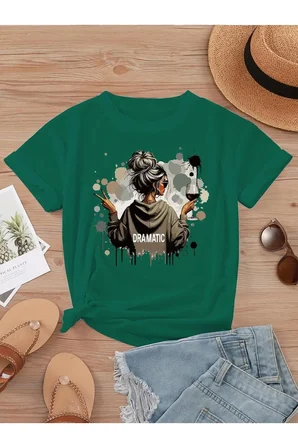 Unisex Dramatic Baskılı Tasarım Tshirt
