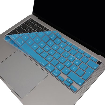 Türkçe Q Klavye Koruyucu MacBook Air 13 A1932 A2179 A2337 M1 Uyumlu | UK ISO Ters L Enter | Ultra İnce Silikon Keyboard Cover Açık Mavi