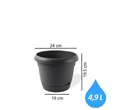 Omnipazar KRS-343 Dekoratif İnci Bitki Çiçek Saksı Takımı 4.9 Litre No 3