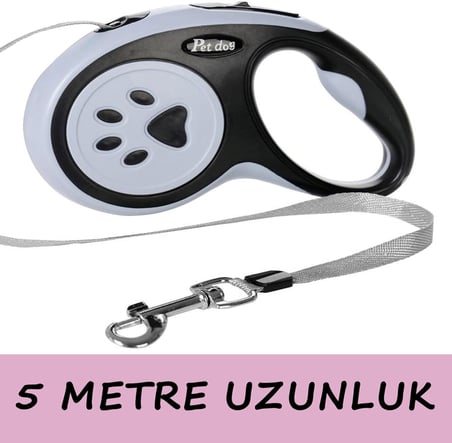 GOBYPET Makaralı Tasma, 5 Metre İp Otomatik Tasma, Otomatik Şerit Köpek Gezdirme Tasması, Köpek Tasması, Otomatik Makaralı, Tuş Kontrollü
