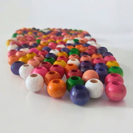 14 mm Karışık Renkli Ahşap Boncuk 200 gr (± 240 Adet)