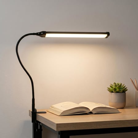 Led Masa Lambası – 12W USB Güç Girişli, Esnek Kol, Klipsli Tasarım, 3 Renk Sıcaklığı (2800K/4200K/6000K), Kısılabilir Dimmer Anahtarlı | Siyah 555