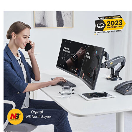 MultiZone North Bayou Nb F160 17-27 " Çift Kol Amortisörlü Monitör Tutucu Kol
