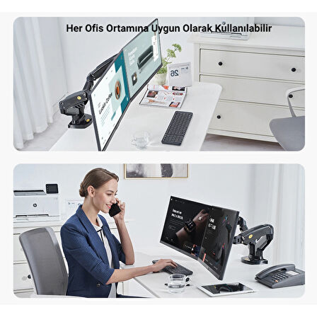 MultiZone North Bayou Nb F160 17-27 " Çift Kol Amortisörlü Monitör Tutucu Kol