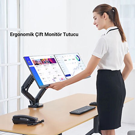 MultiZone North Bayou Nb F160 17-27 " Çift Kol Amortisörlü Monitör Tutucu Kol