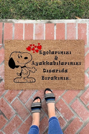 Snoopy Egolar Kapı Önü Paspası Dekoratif Kapı Paspası Dış Mekan Paspas Ev Içi Paspası 45x70cm