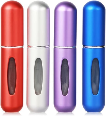 Taşınabilir 5ml Mini Parfüm Atomizer Şişeleri, Doldurulabilir Parfüm Sprey Şişesi, Koku Pompası Kılıfı, Seyahat ve Giden için Boş Parfüm Şişeleri (4 Paket)